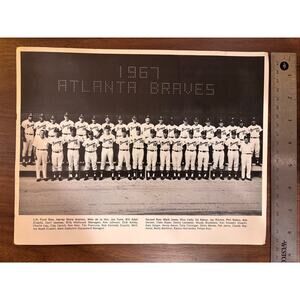 Vintage Collectible 1967 Atlanta Braves Black White Team Photograph Hank Aaron